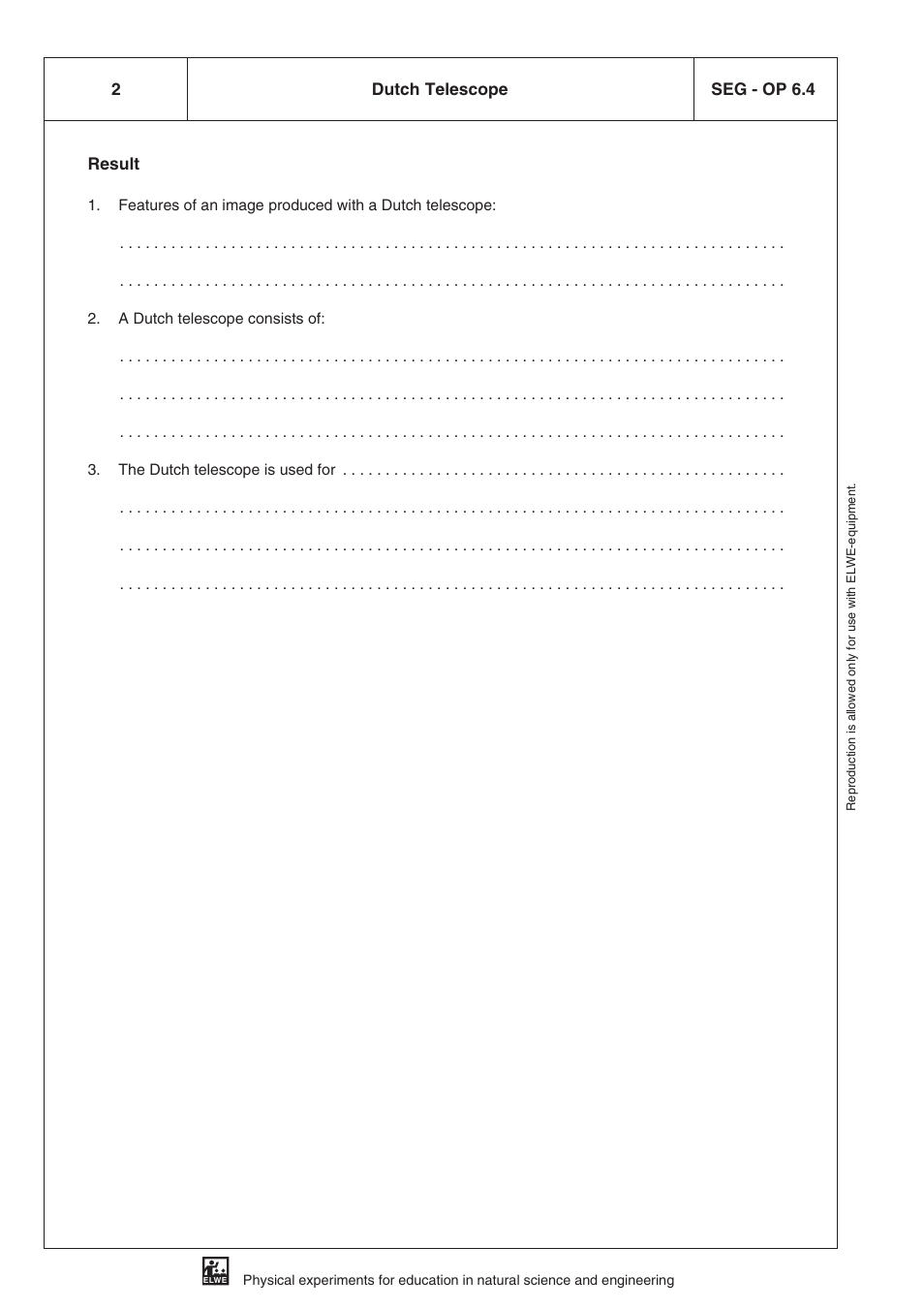 Result, 2seg - op 6.4 dutch telescope | 3B Scientific SEK Optics User Manual | Page 74 / 84