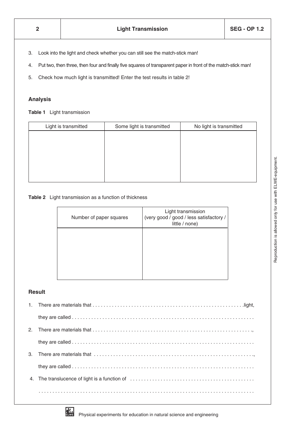 3B Scientific SEK Optics User Manual | Page 8 / 84