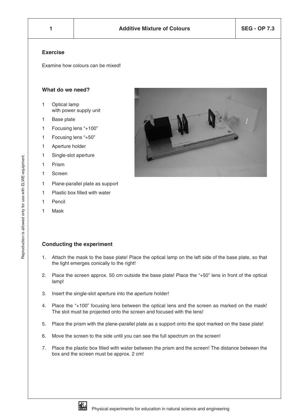 Seg - op 7.3 additive mixture of colours | 3B Scientific SEK Optics User Manual | Page 81 / 84