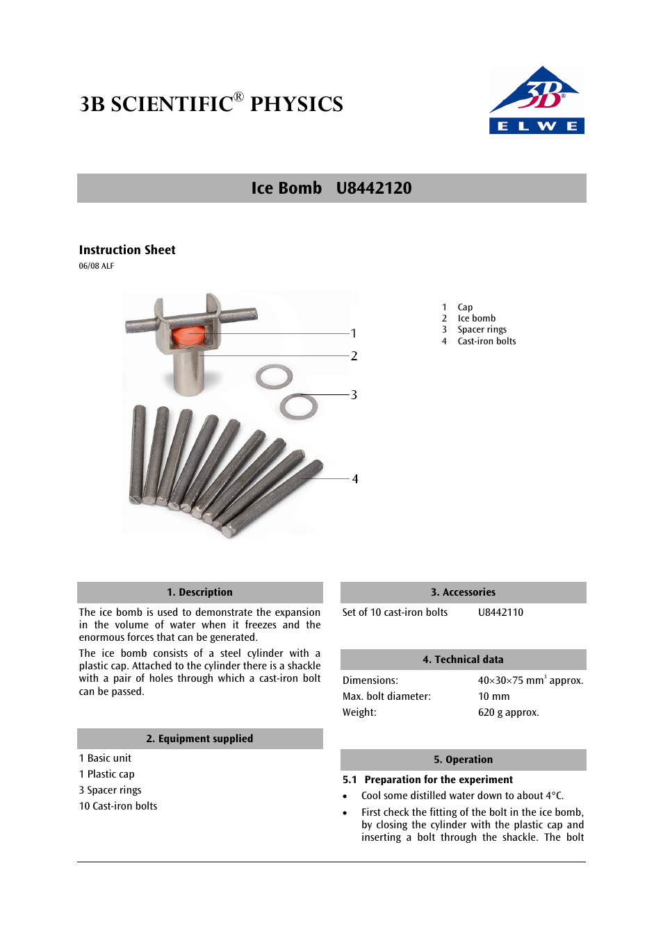 3b scientific, Physics | 3B Scientific Ice Bomb User Manual | Page 3 / 12