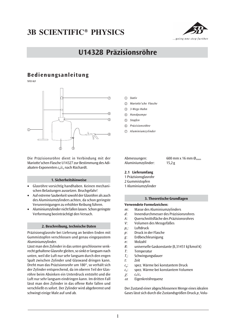 3B Scientific Oscillation Tube User Manual | 18 pages