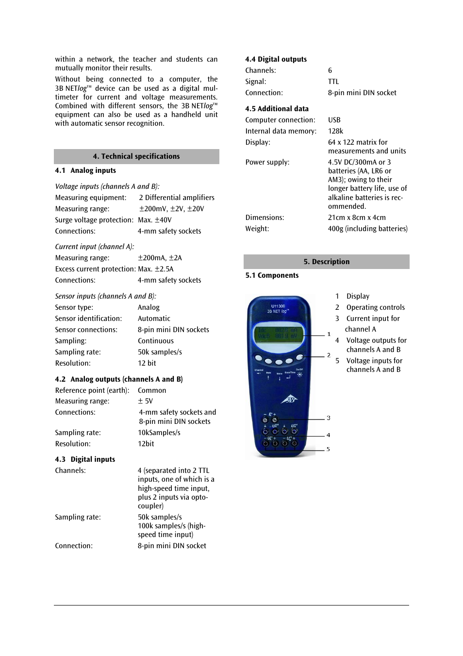 3B Scientific 3B NETlog™ with Ethernet Port (230 V, 50__60 Hz) User Manual | Page 10 / 60