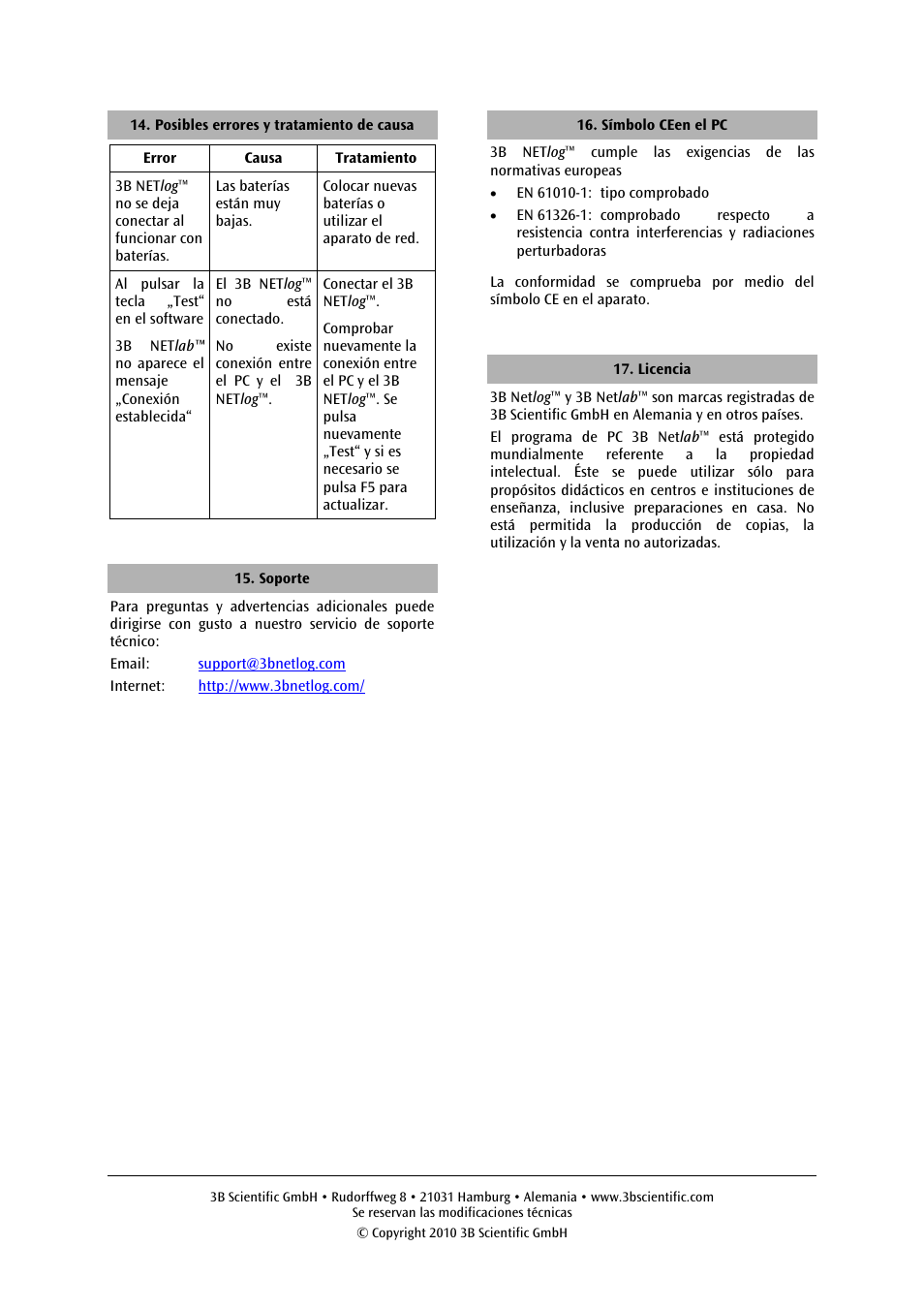 3B Scientific 3B NETlog™ with Ethernet Port (230 V, 50__60 Hz) User Manual | Page 41 / 60