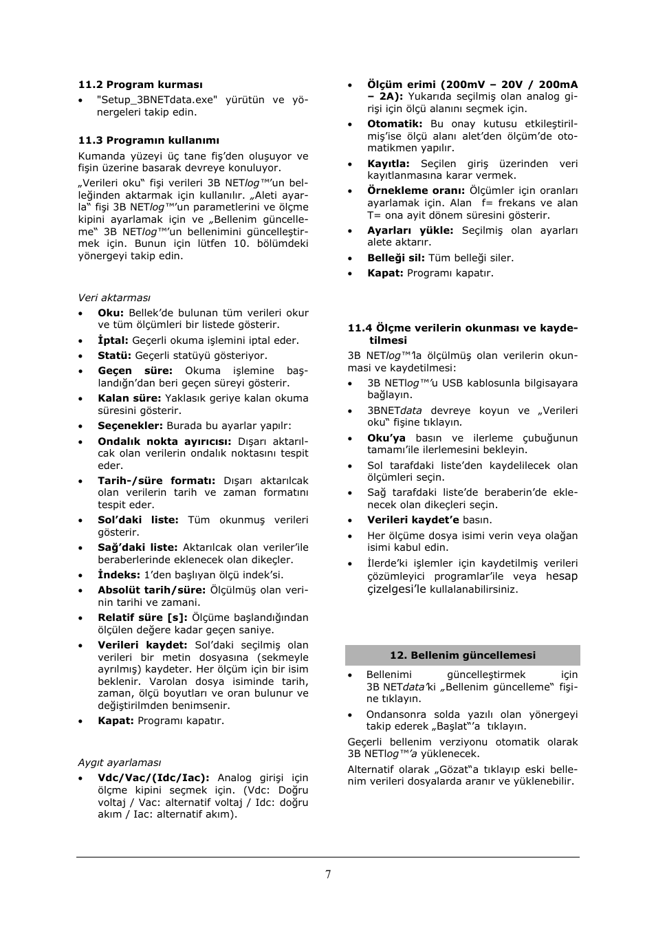 Veri aktarması, Aygıt ayarlaması, Bellenim güncellemesi | 3B Scientific 3B NETlog™ with Ethernet Port (230 V, 50__60 Hz) User Manual | Page 59 / 60