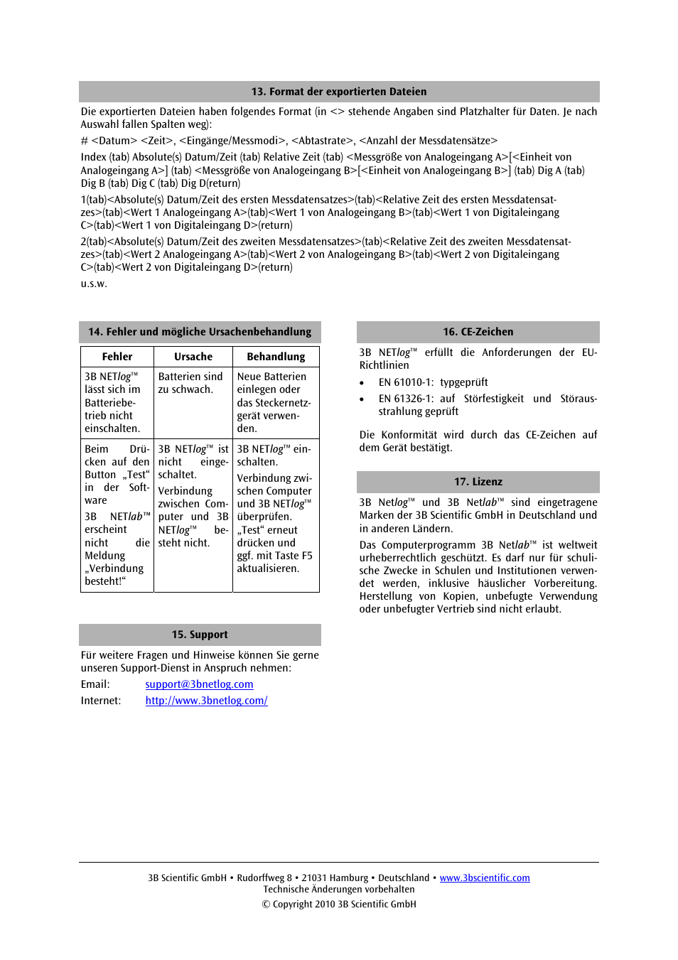 3B Scientific 3B NETlog™ with Ethernet Port (230 V, 50__60 Hz) User Manual | Page 8 / 60