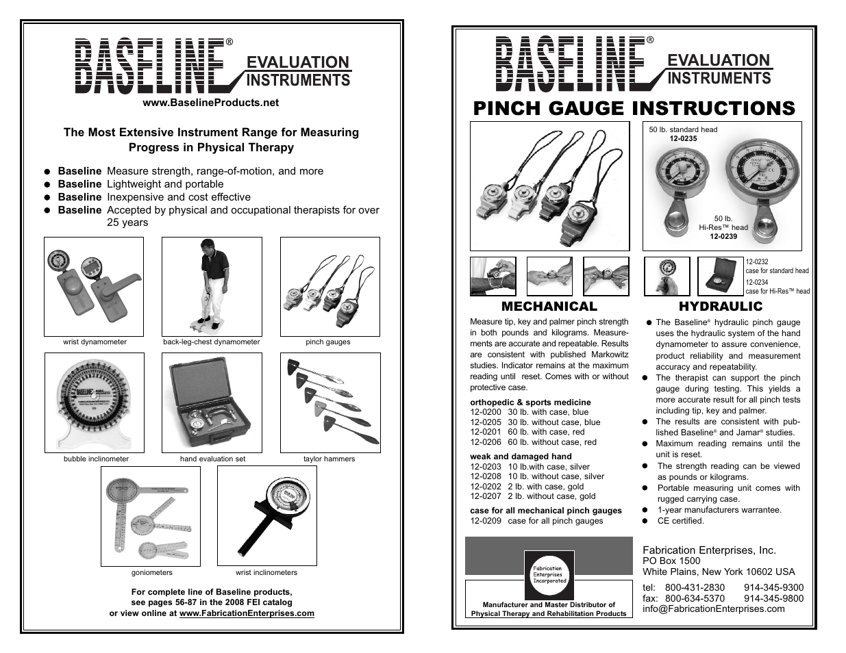 3B Scientific Baseline Pinch Gauge 50 lb. User Manual | 4 pages