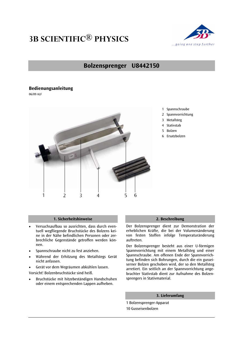 3B Scientific Tyndall's Bar Breaker User Manual | 12 pages