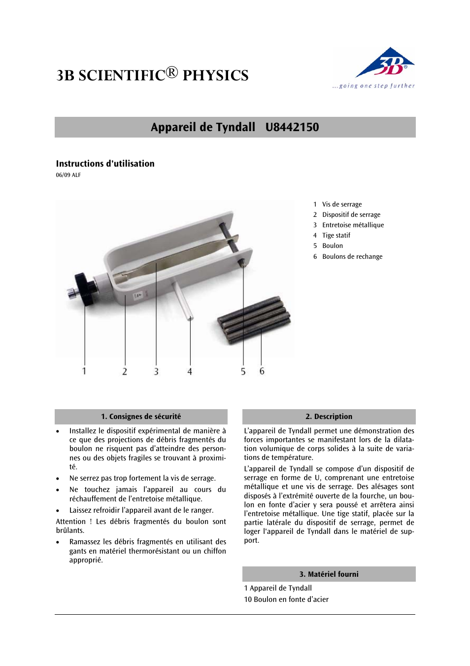 3b scientific® physics | 3B Scientific Tyndall's Bar Breaker User Manual | Page 5 / 12