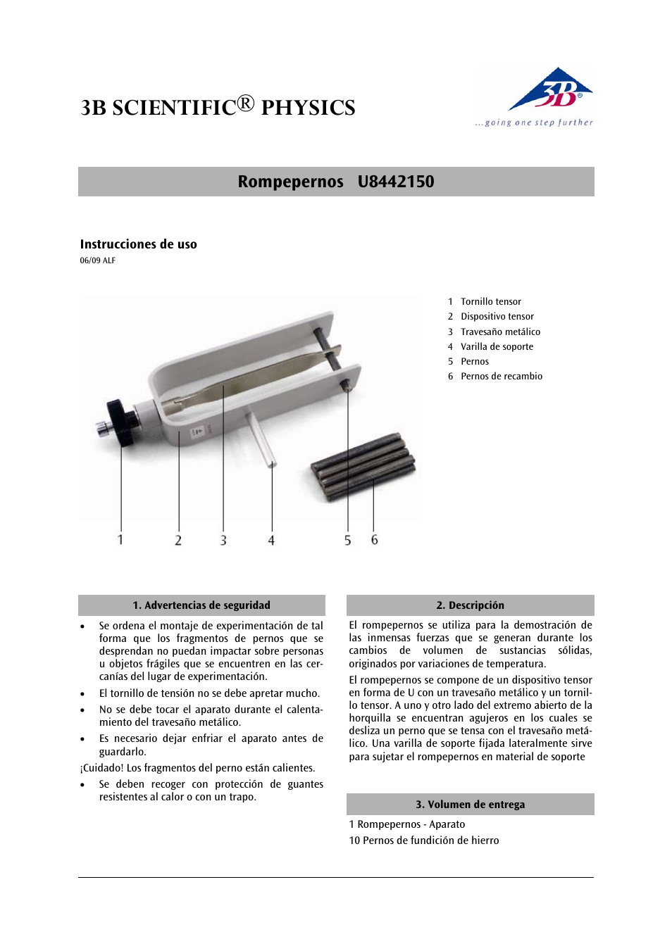 3b scientific® physics | 3B Scientific Tyndall's Bar Breaker User Manual | Page 9 / 12