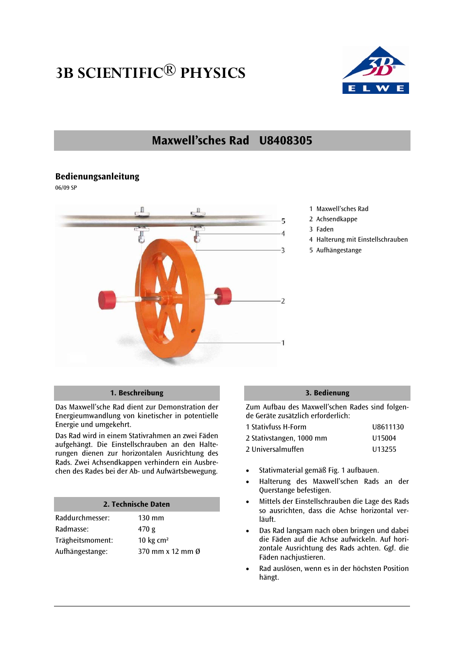 3B Scientific Maxwell‘s Wheel User Manual | 12 pages