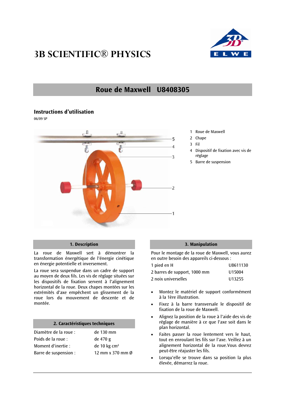 3b scientific® physics | 3B Scientific Maxwell‘s Wheel User Manual | Page 5 / 12