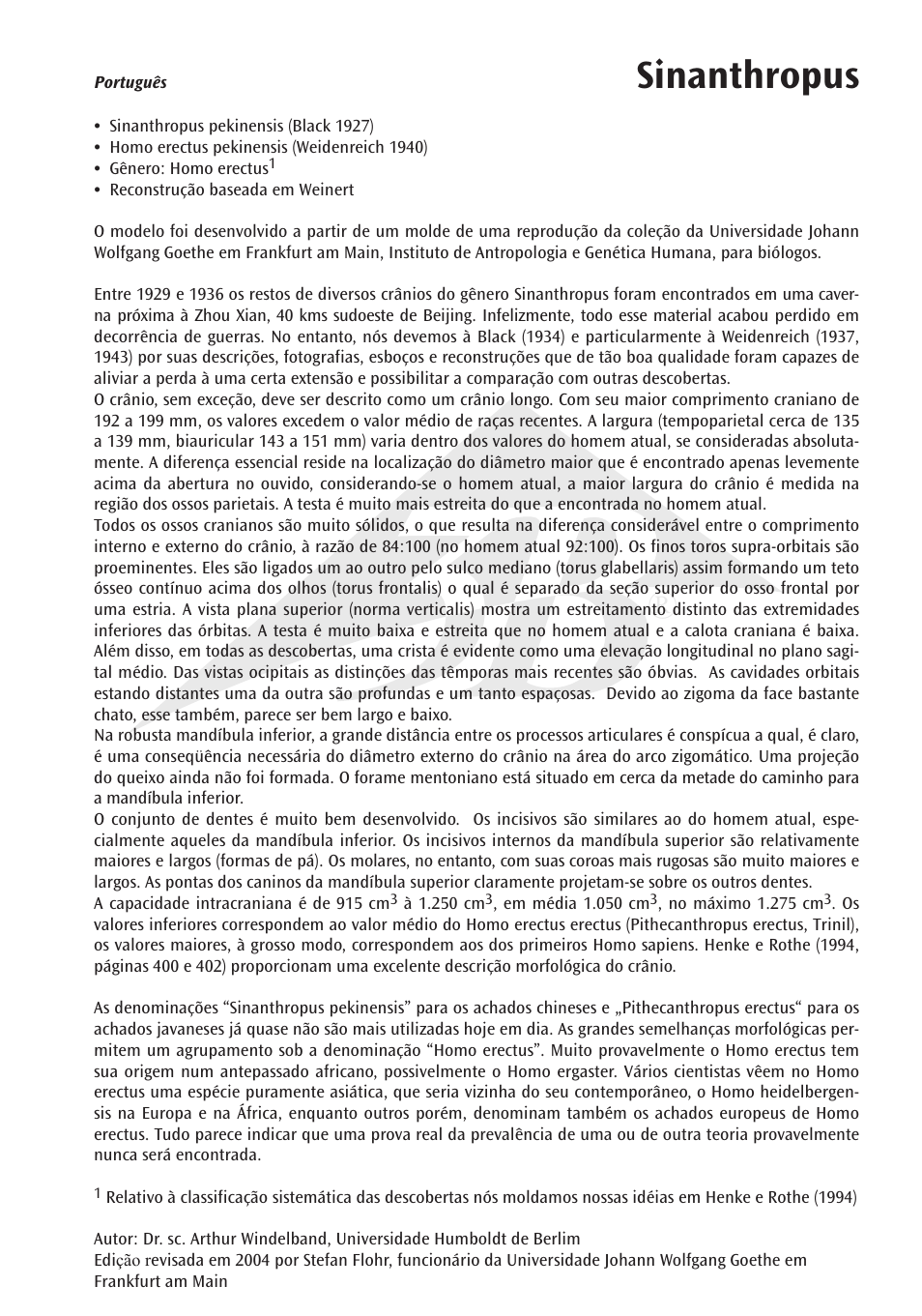Sinanthropus | 3B Scientific Anthropological Skull Model - Sinanthropus User Manual | Page 7 / 12