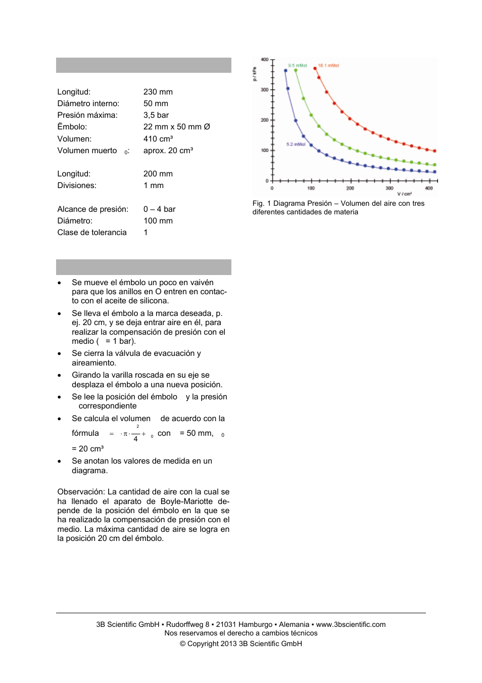 3B Scientific Boyle-Mariotte Apparatus User Manual | Page 10 / 12
