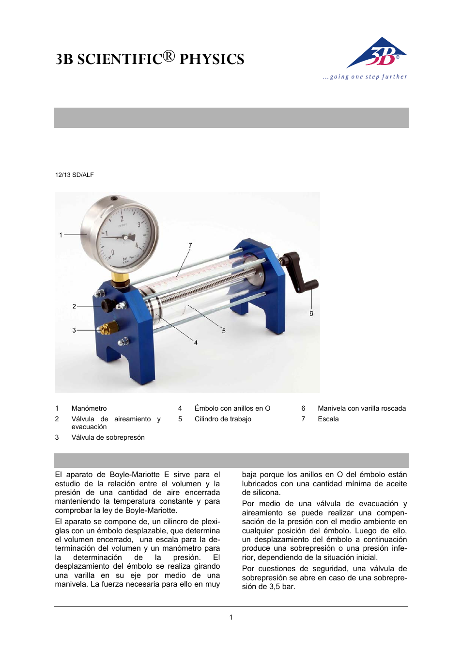 3b scientific® physics | 3B Scientific Boyle-Mariotte Apparatus User Manual | Page 9 / 12