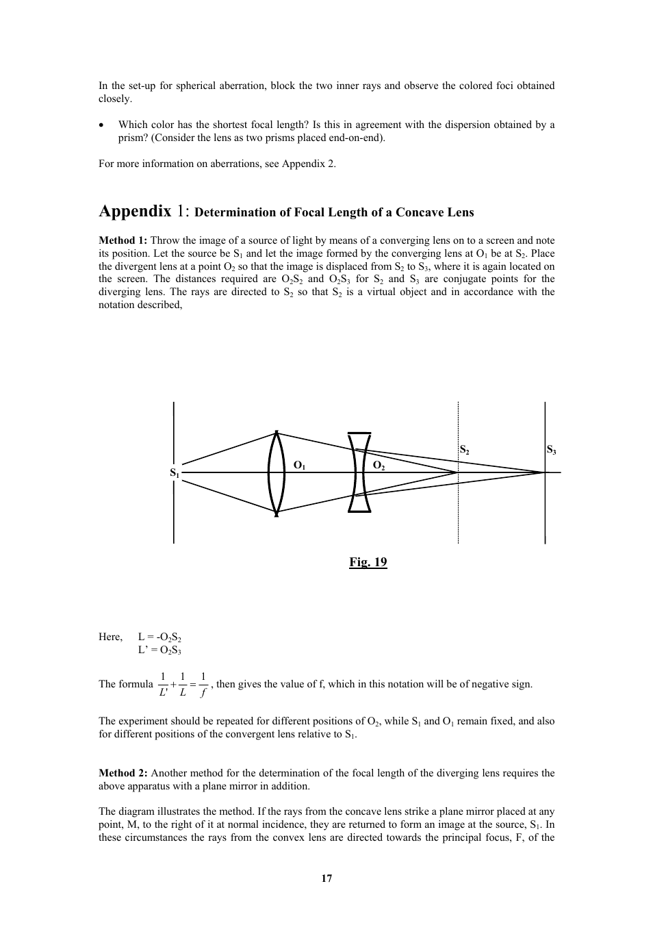 Appendix 1, Determination of focal length of a concave lens, Fig. 19 | 3B Scientific Light Box User Manual | Page 17 / 20