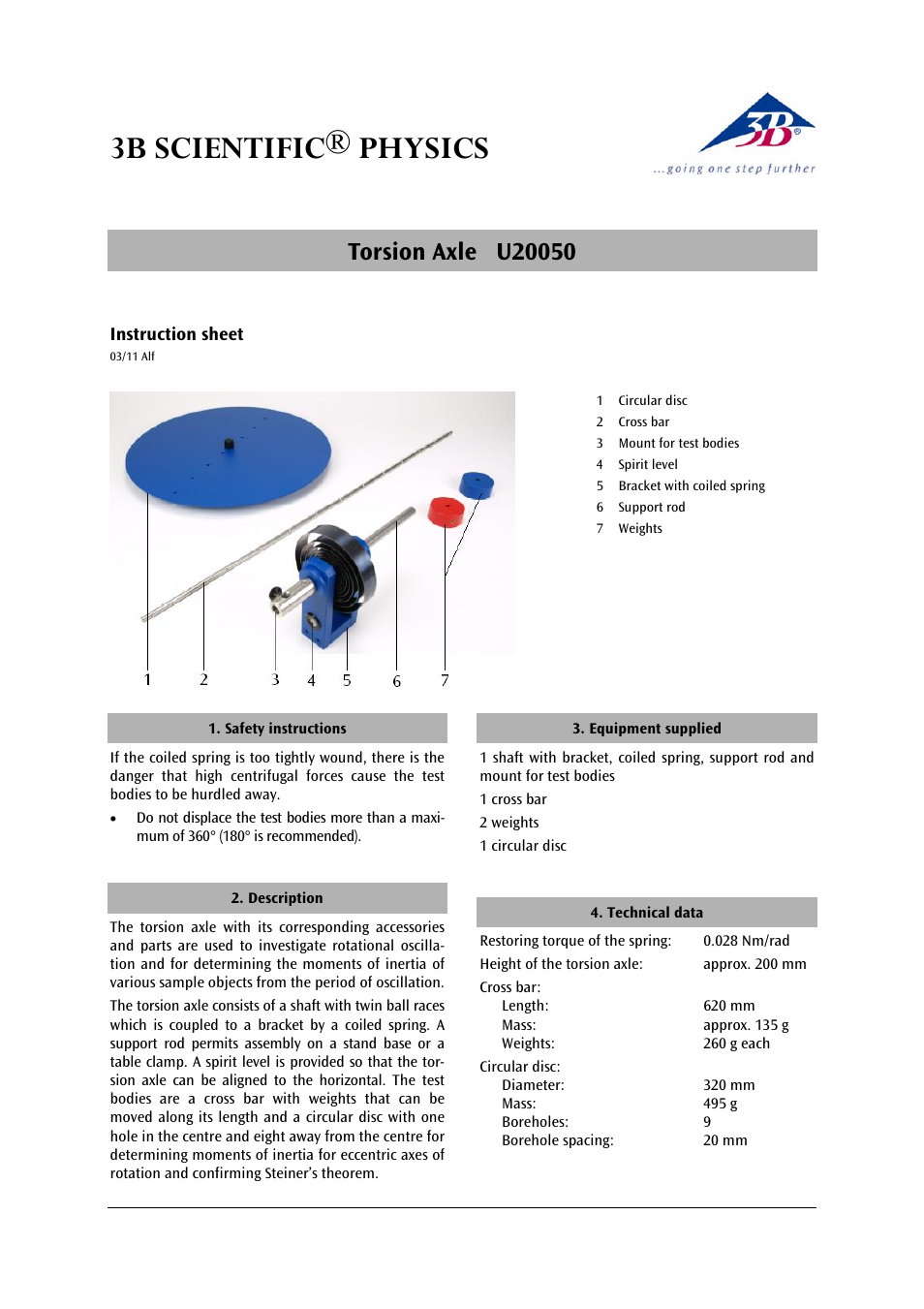3B Scientific Torsion Axle User Manual | 4 pages