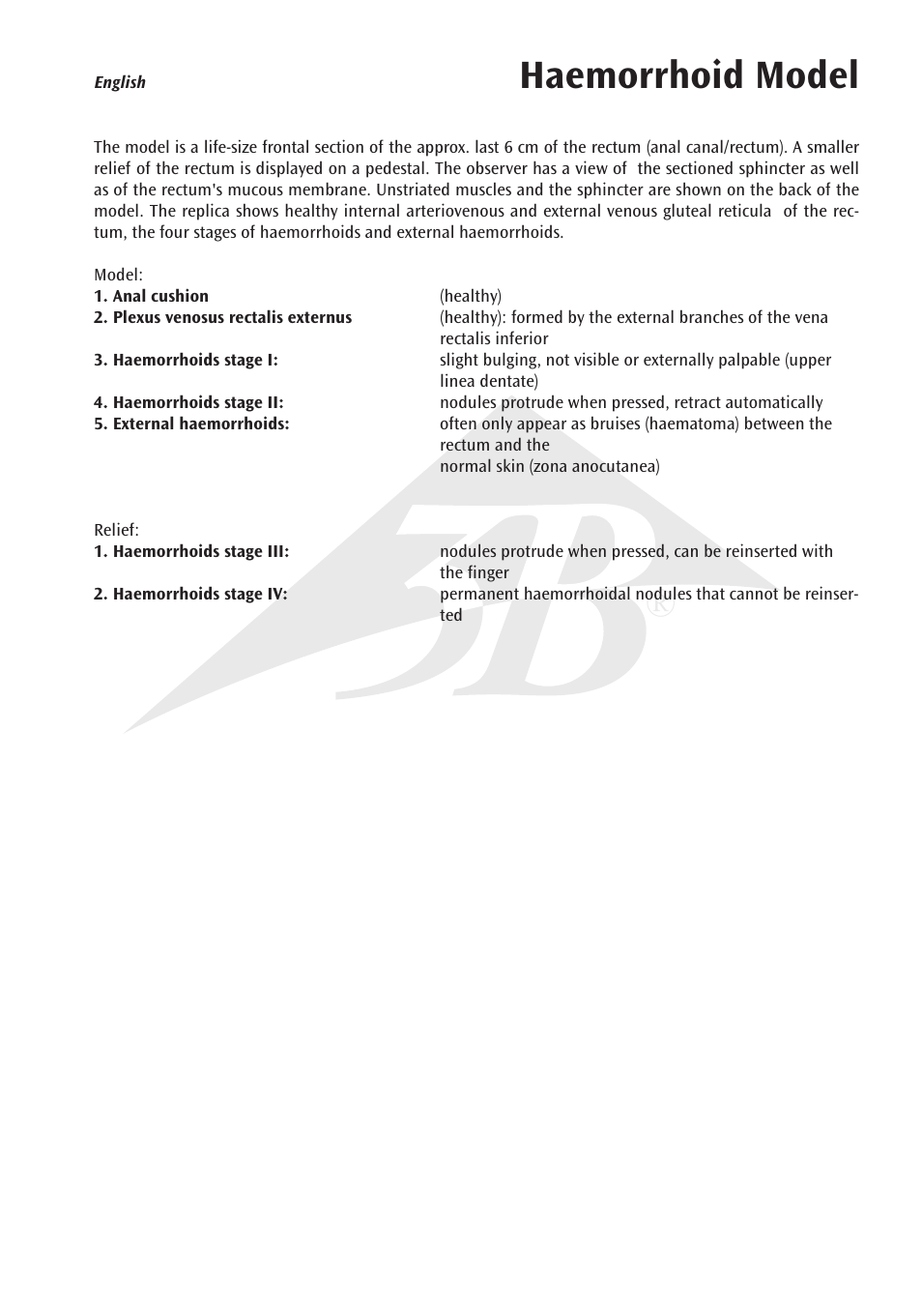 Haemorrhoid model | 3B Scientific Hemorrhoid Model User Manual | Page 3 / 12