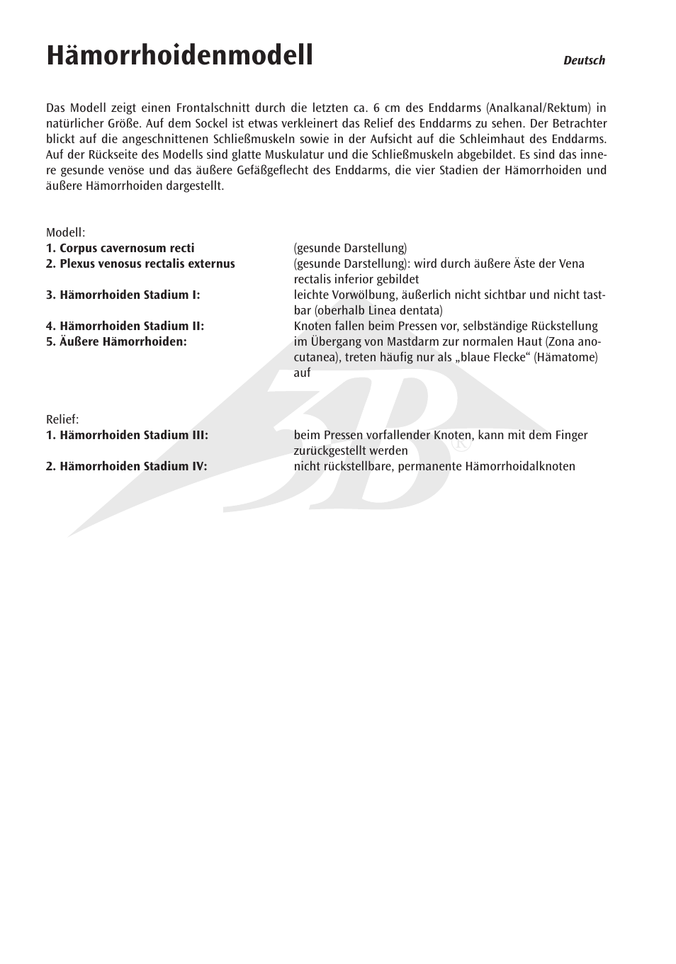 Hämorrhoidenmodell | 3B Scientific Hemorrhoid Model User Manual | Page 4 / 12
