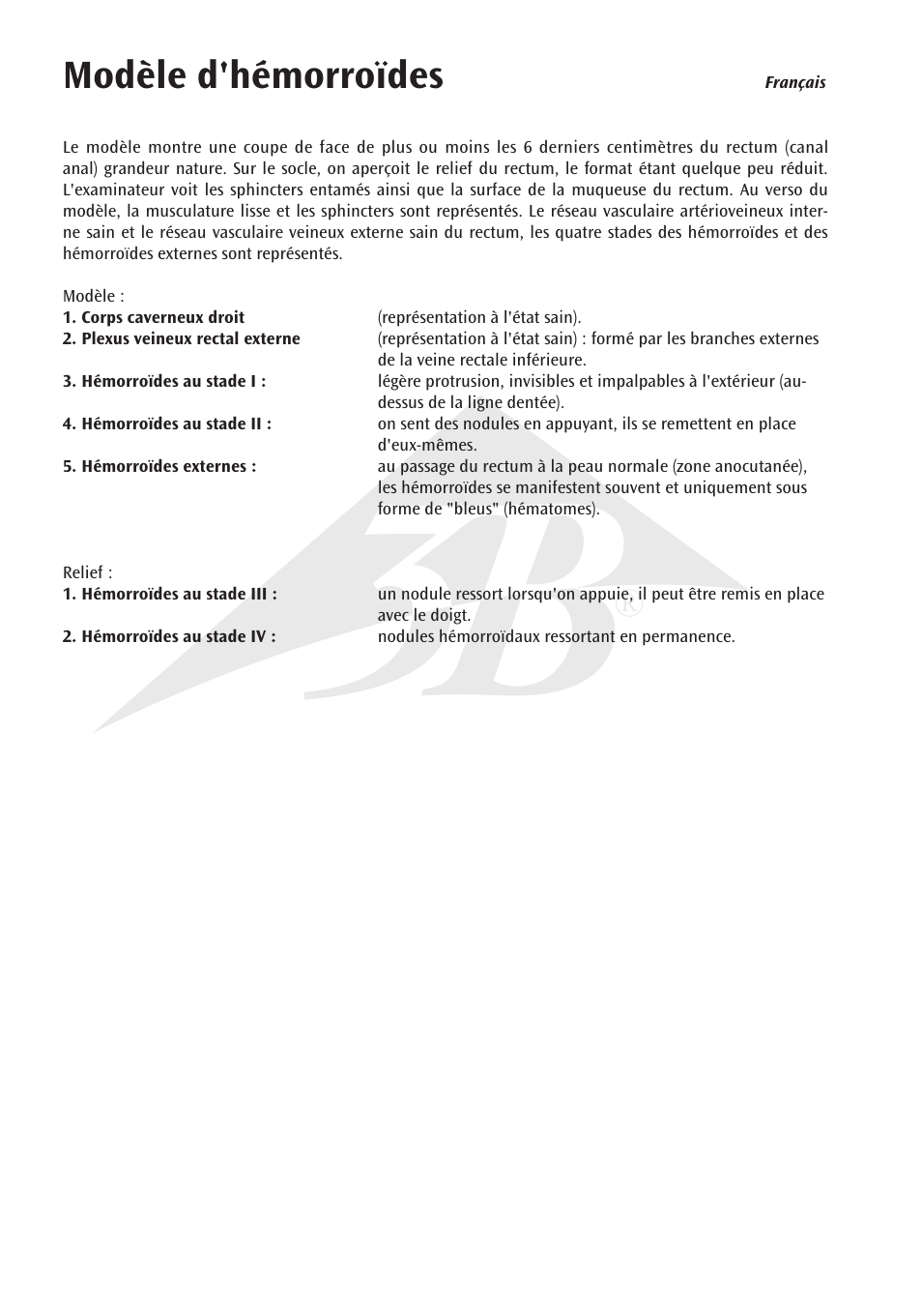 Modèle d'hémorroïdes | 3B Scientific Hemorrhoid Model User Manual | Page 8 / 12