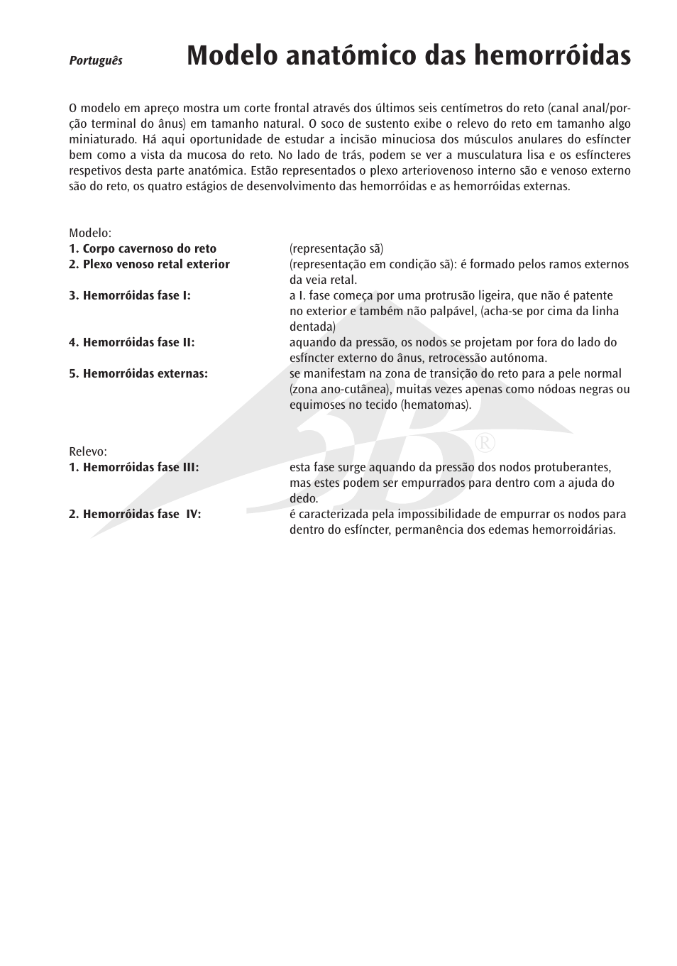 Modelo anatómico das hemorróidas | 3B Scientific Hemorrhoid Model User Manual | Page 9 / 12