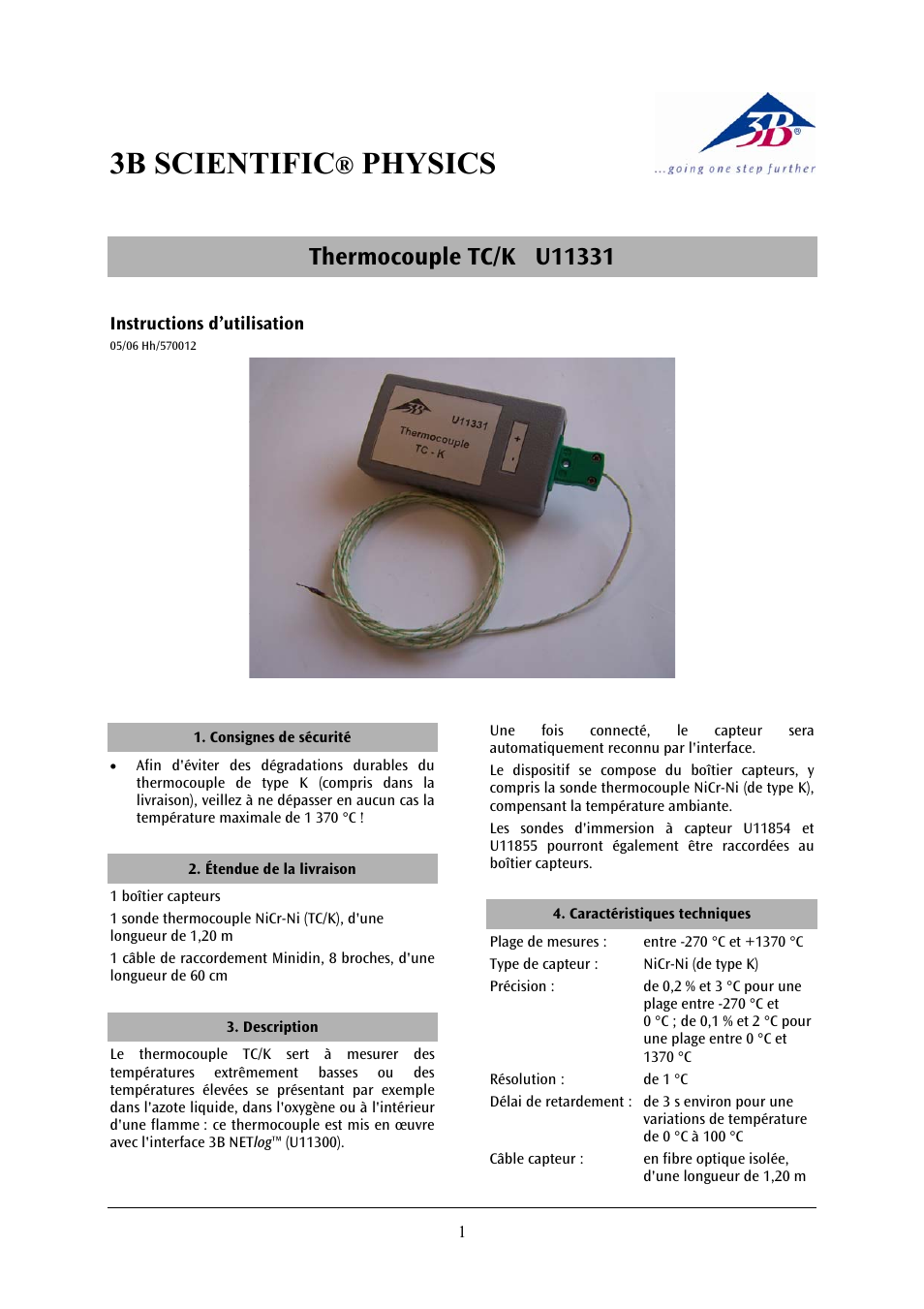 3b scientific, Physics | 3B Scientific Temperature Sensor, TC – K User Manual | Page 5 / 12