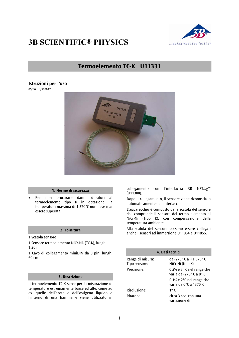 3b scientific, Physics | 3B Scientific Temperature Sensor, TC – K User Manual | Page 7 / 12
