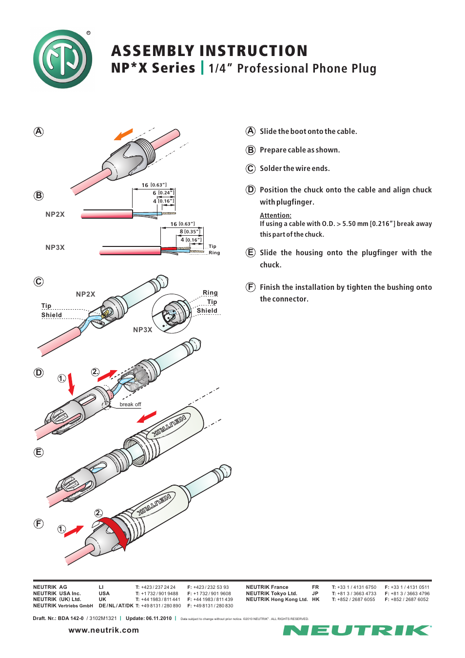 Neutrik NP*X Series User Manual | 1 page