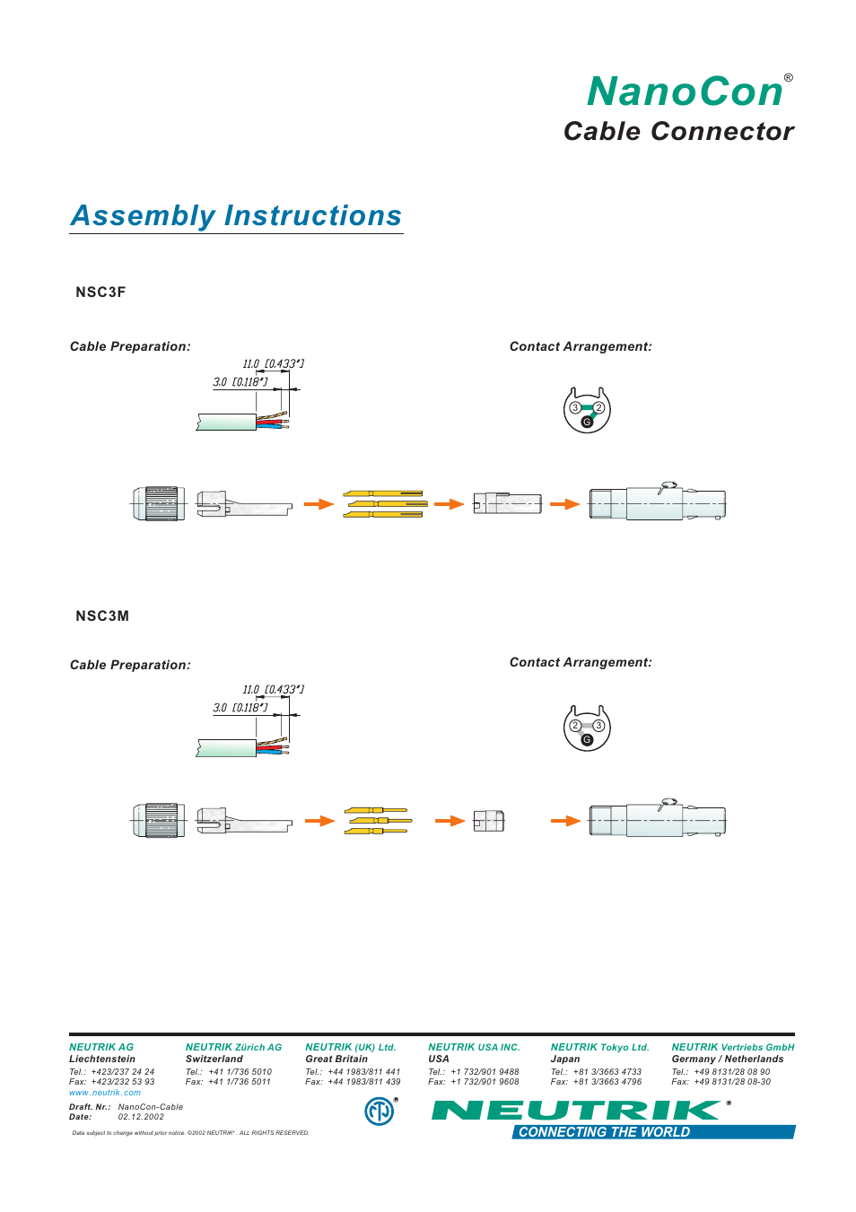 Neutrik NSC3M User Manual | 1 page