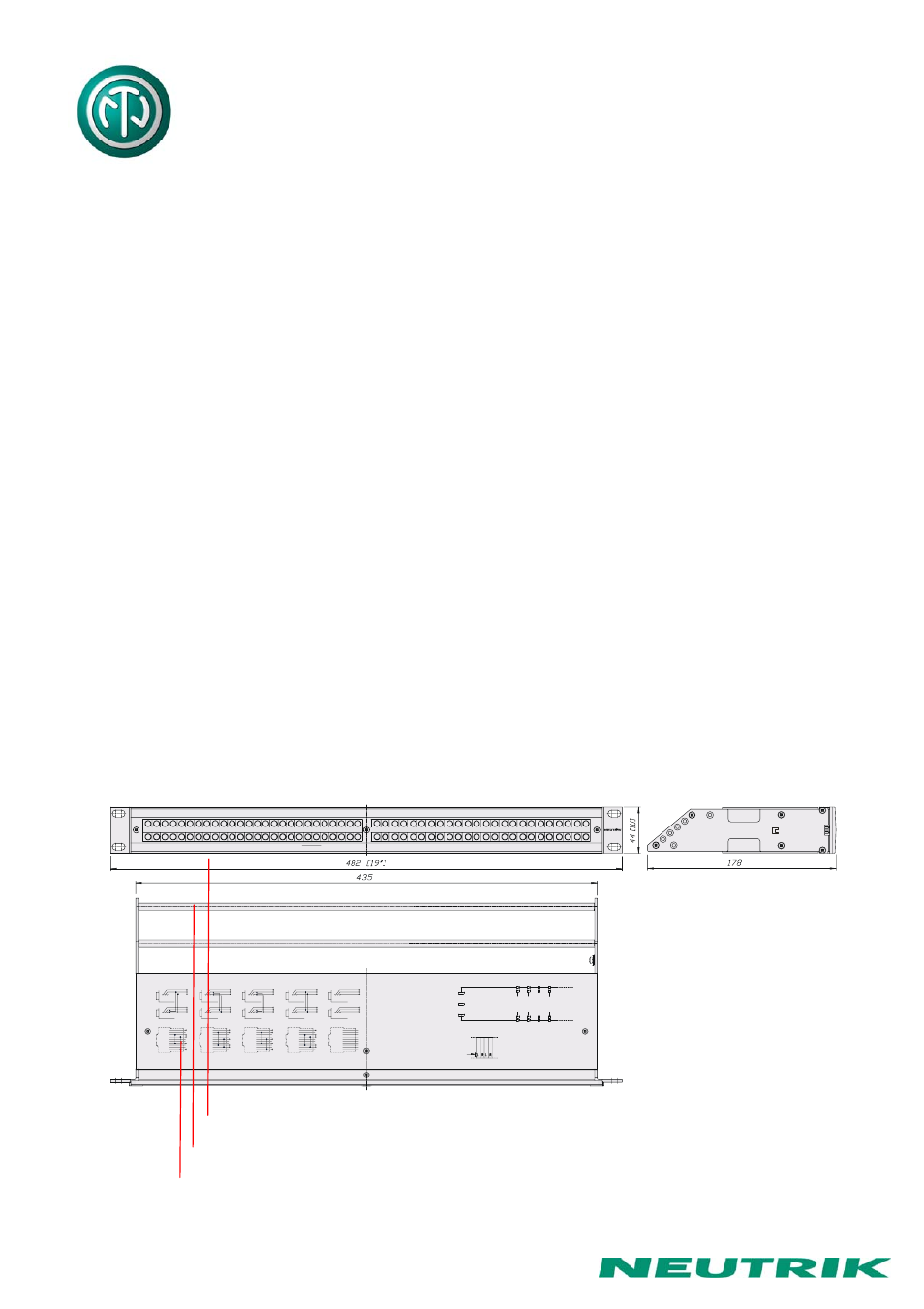 Index, Nppa-tt-s instruction manual, Dimensional drawings “easy patch” nppa-tt | Front panel cable retention bar top cover | Neutrik NPPA-TT-S PATCH PANEL “Easy Patch” User Manual | Page 2 / 13