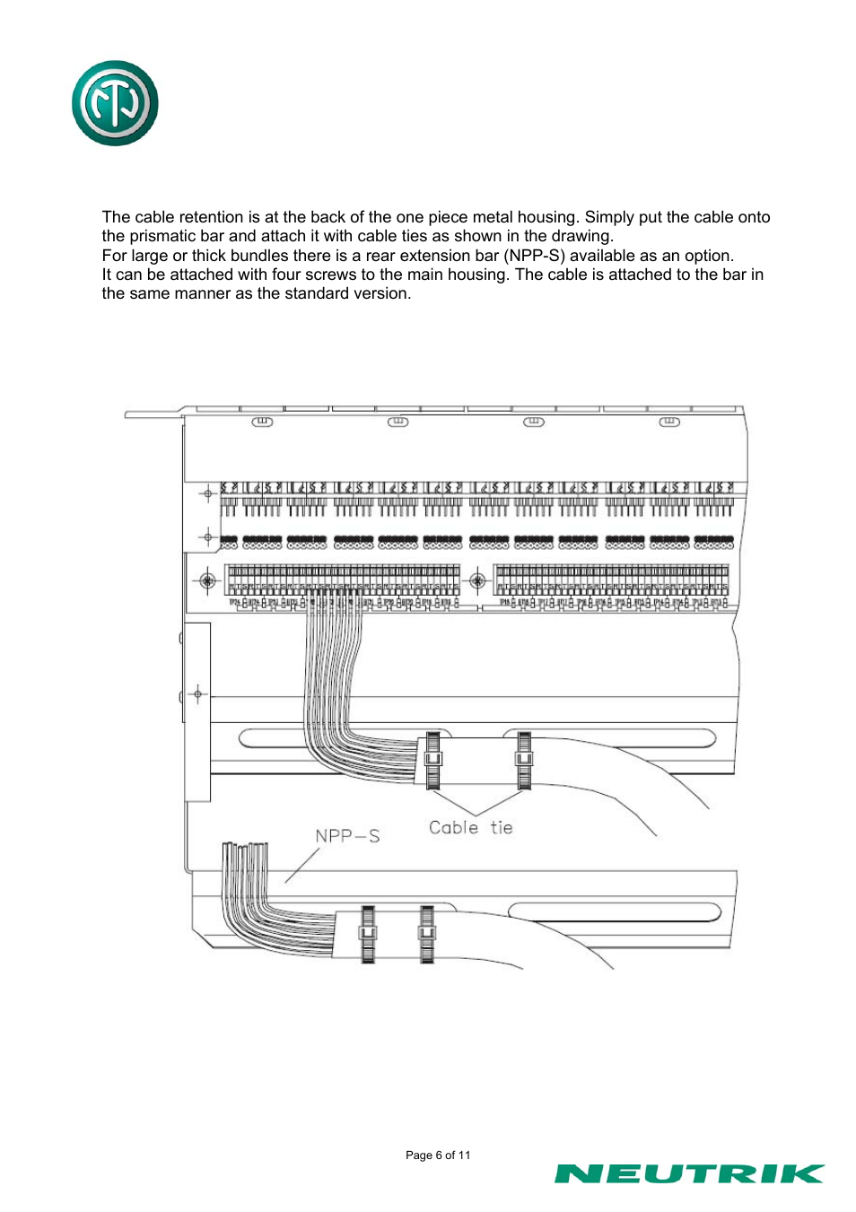 Cable retention to the unit | Neutrik NPP-TB PATCH PANEL “Easy Patch” | 48 TB Jack User Manual | Page 6 / 11