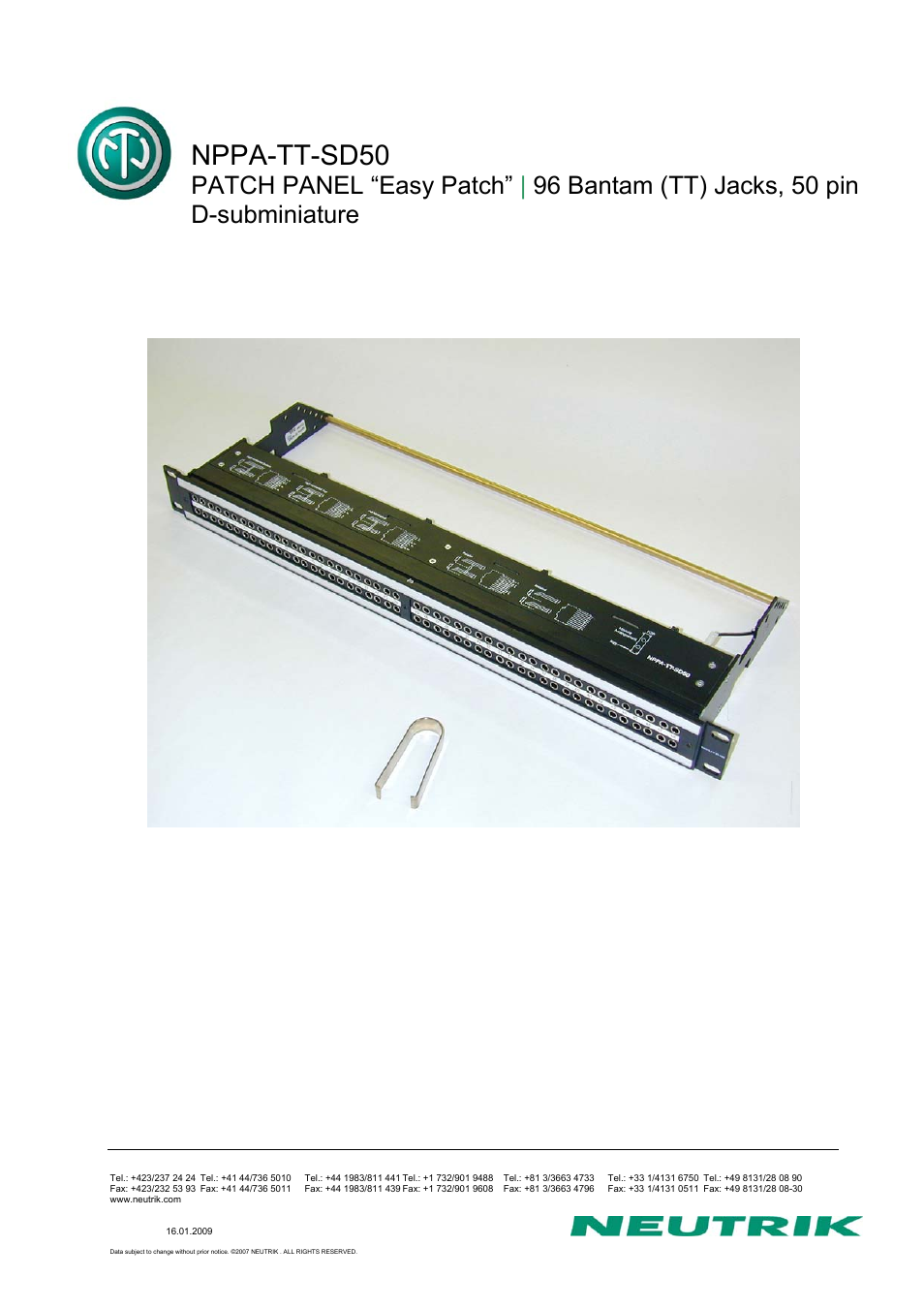 Neutrik NPPA-TT-SD50 User Manual | 14 pages