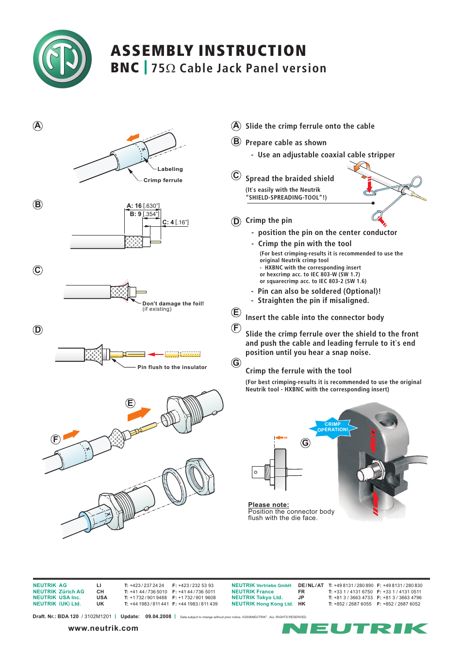 Neutrik NBNB75GUU11 User Manual | 1 page