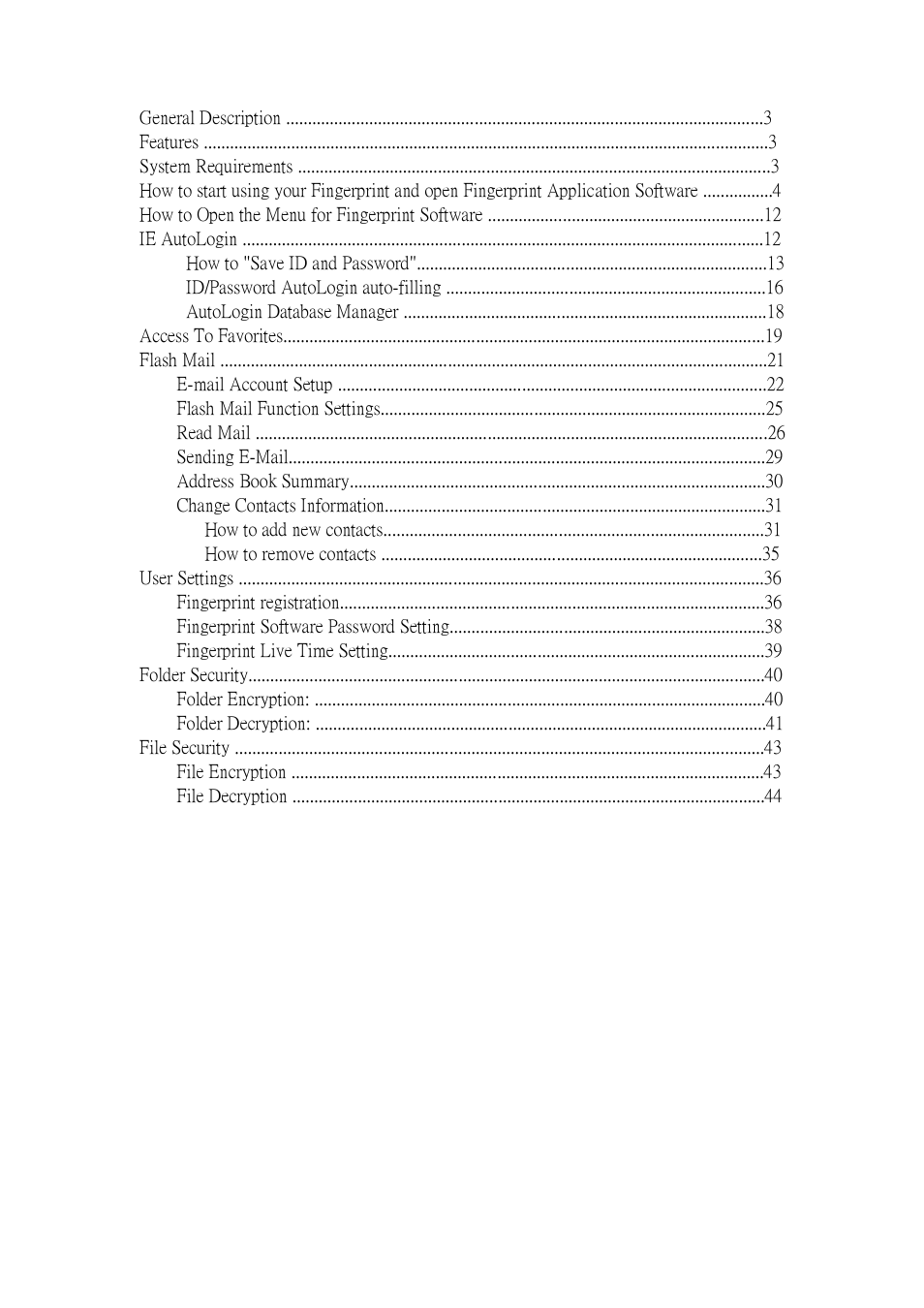 Index | ADATA Nobility FP2 User Manual | Page 2 / 45
