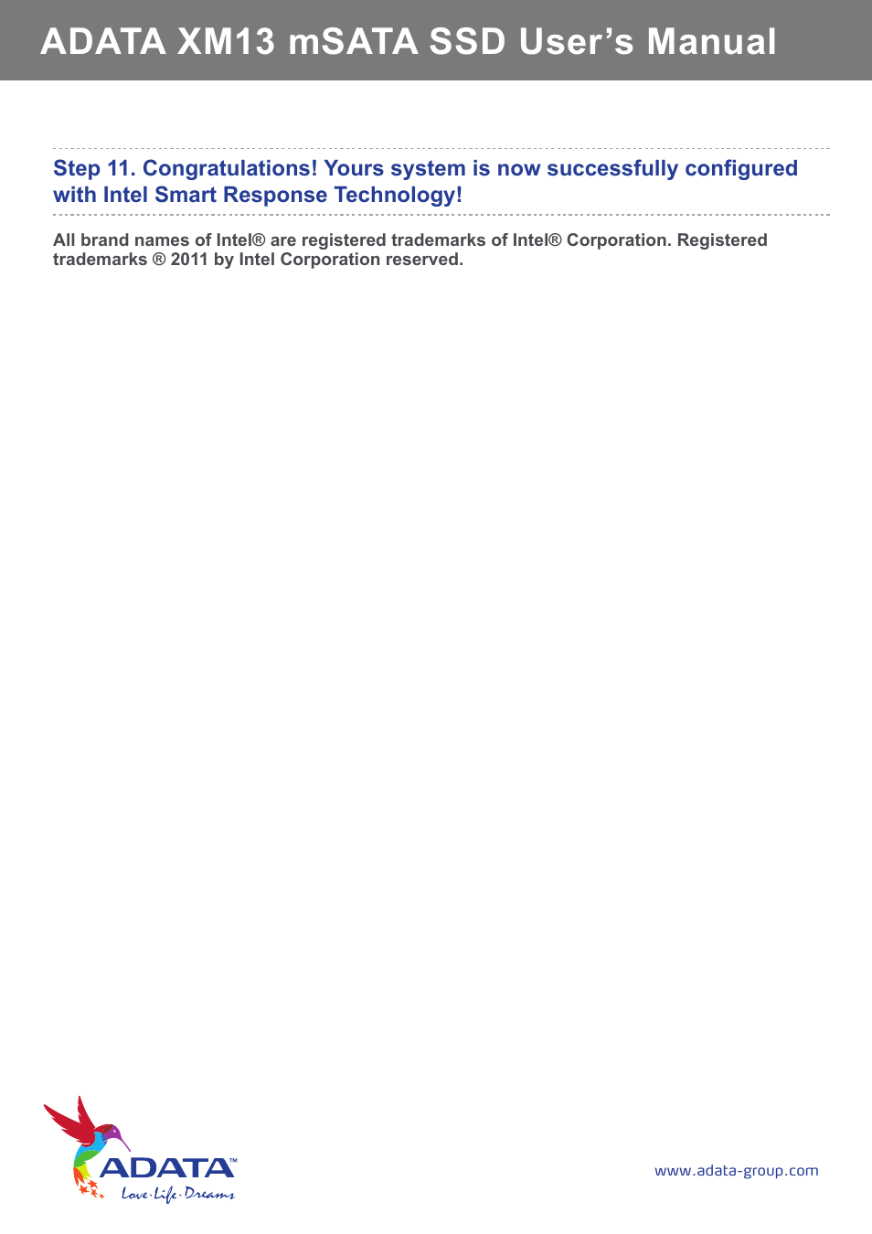 Adata xm13 msata ssd user’s manual | ADATA XM13 User Manual | Page 9 / 9