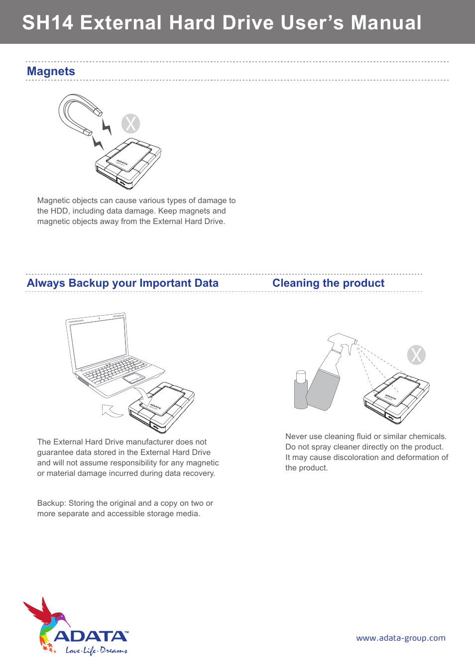 Sh14 external hard drive user’s manual, Magnets | ADATA SH14 User Manual | Page 6 / 18
