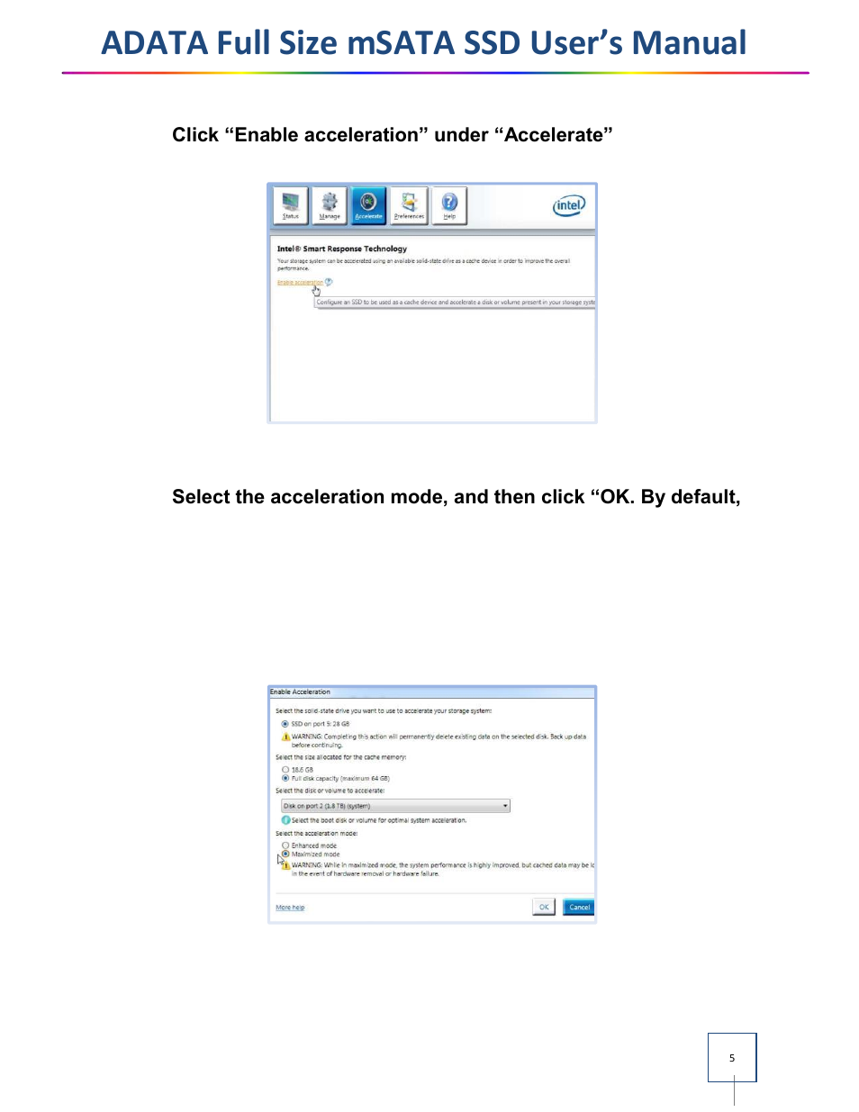 Adata full size msata ssd user’s manual | ADATA SP300 User Manual | Page 5 / 6