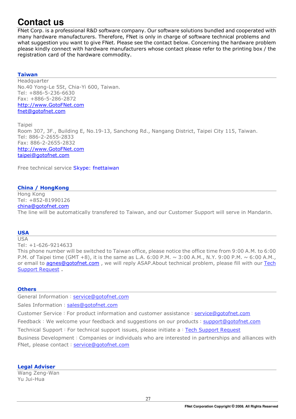 Contact us | ADATA Elite NH03 User Manual | Page 27 / 27