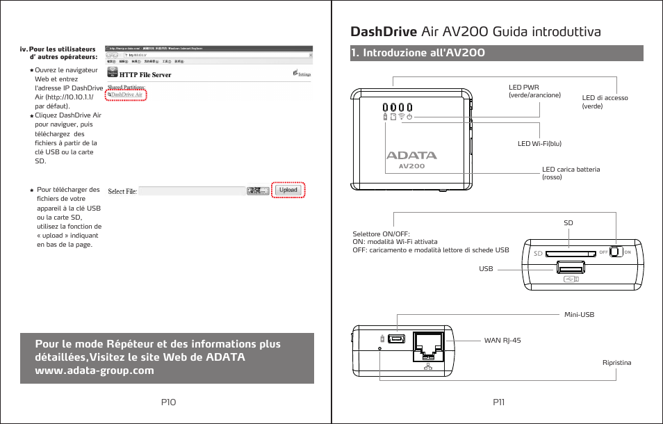 Dashdrive air av200 guida introduttiva, Introduzione all'av200 | ADATA DashDrive Air AV200 User Manual | Page 7 / 30