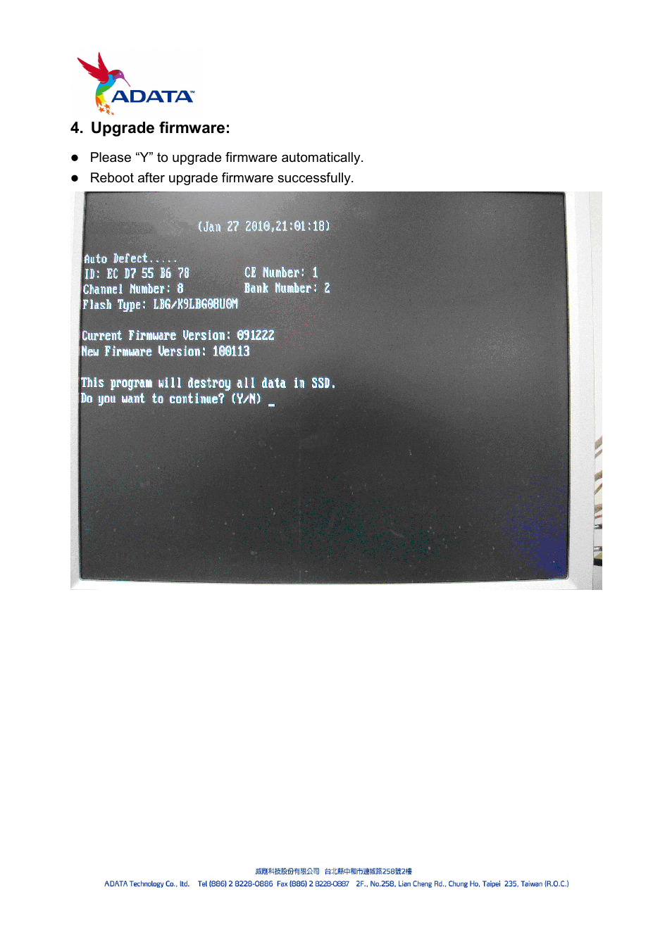 Upgrade firmware | ADATA S596 Turbo User Manual | Page 11 / 13