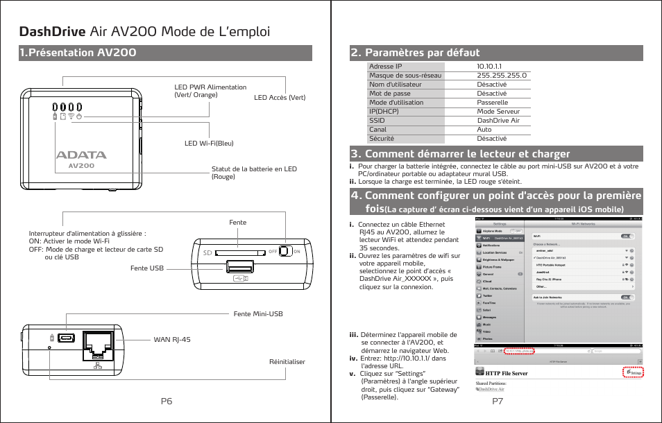 Dashdrive air av200 mode de l’emploi, Présentation av200 | ADATA DashDrive Air AV200 User Manual | Page 5 / 27