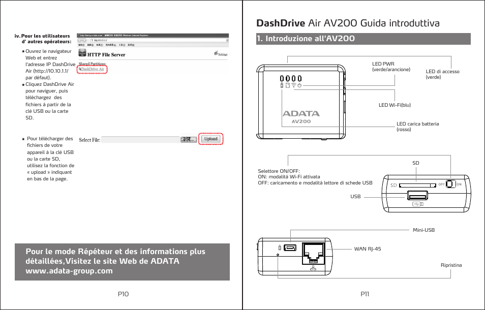 Dashdrive air av200 guida introduttiva, Introduzione all'av200 | ADATA DashDrive Air AV200 User Manual | Page 7 / 27