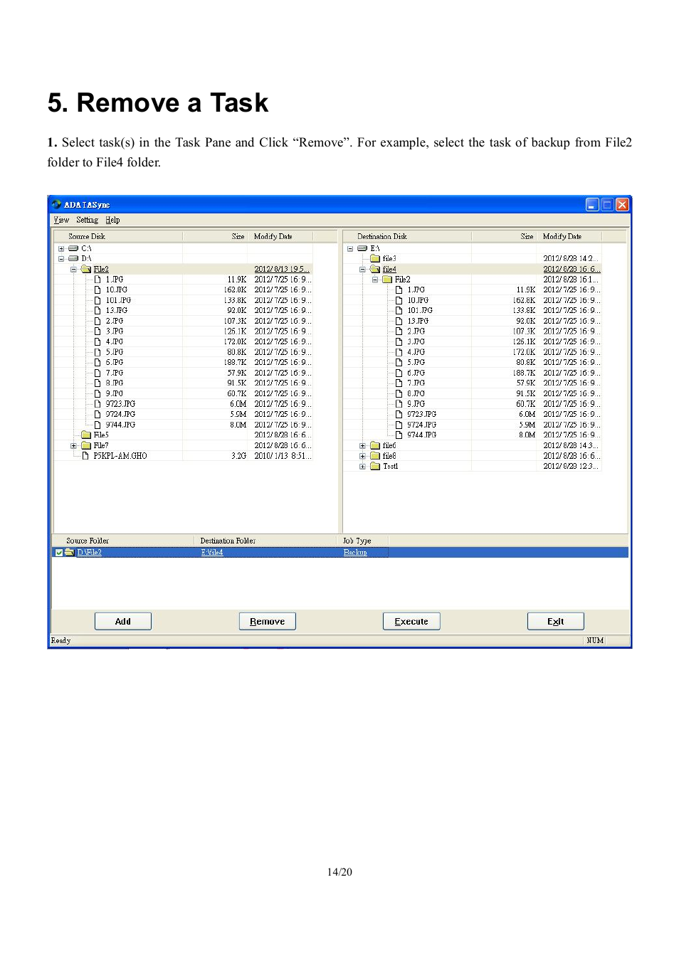 Remove a task | ADATA Elite NHE720 User Manual | Page 14 / 20