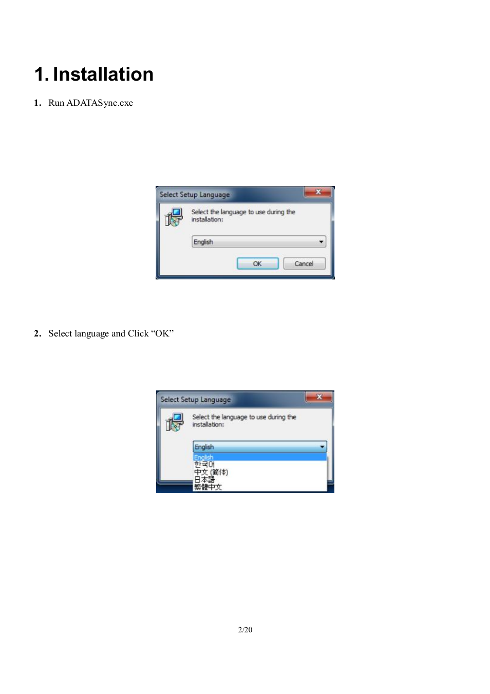 Installation | ADATA Elite NHE720 User Manual | Page 2 / 20