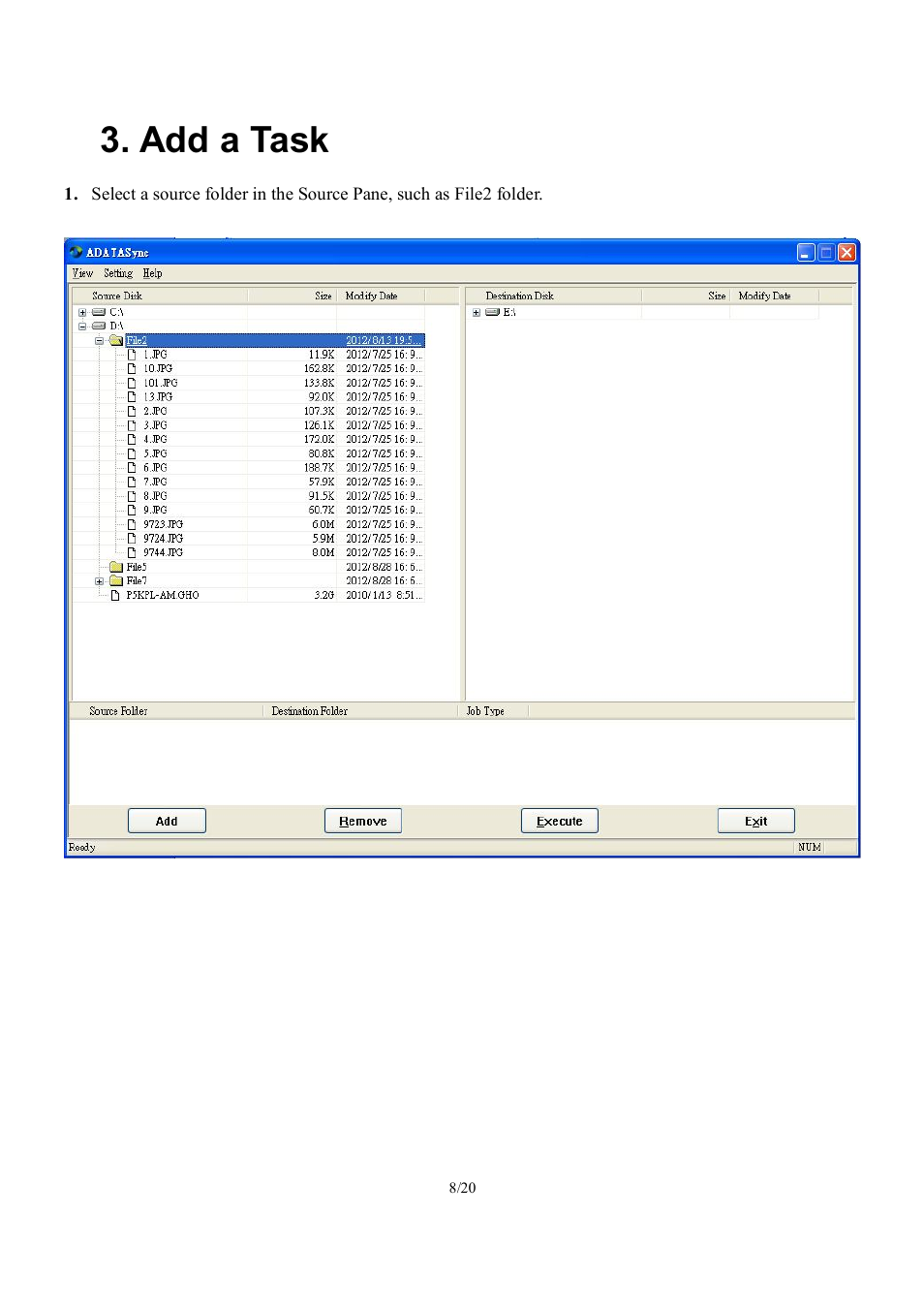 Add a task | ADATA Elite NHE720 User Manual | Page 8 / 20