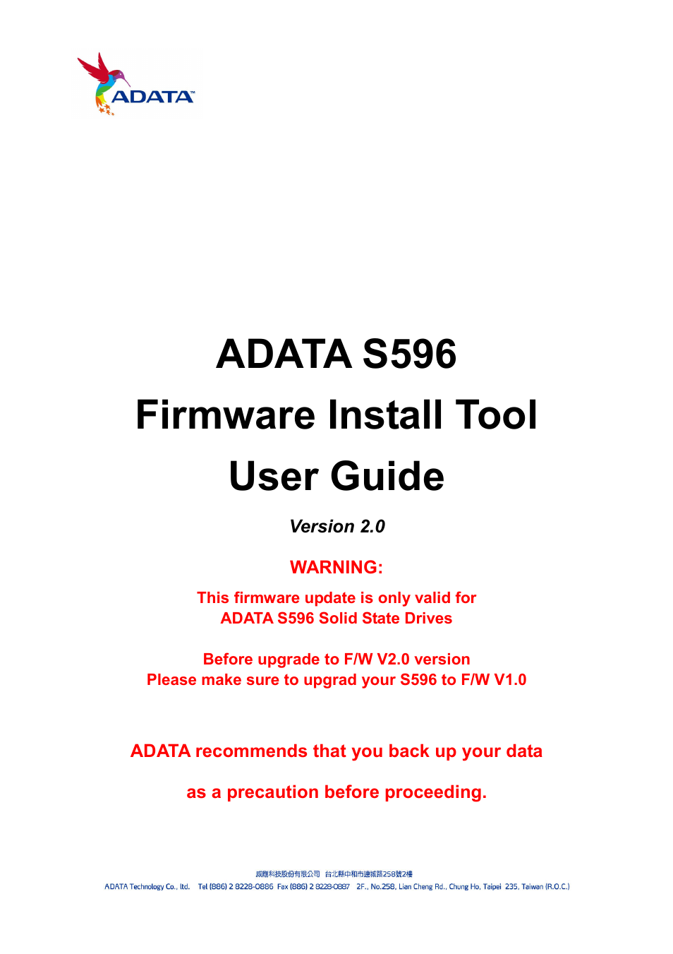 ADATA S596 User Manual | 13 pages