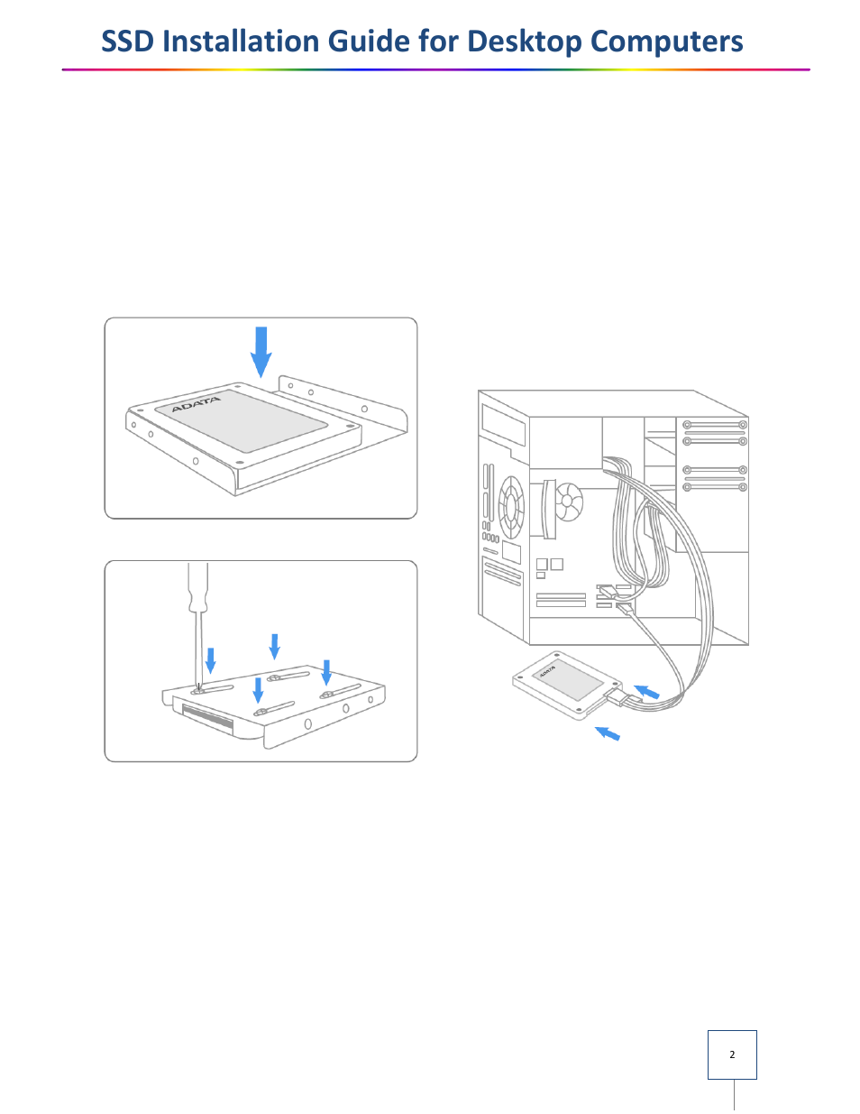 Ssd installation guide for desktop computers | ADATA SP800 User Manual | Page 2 / 5