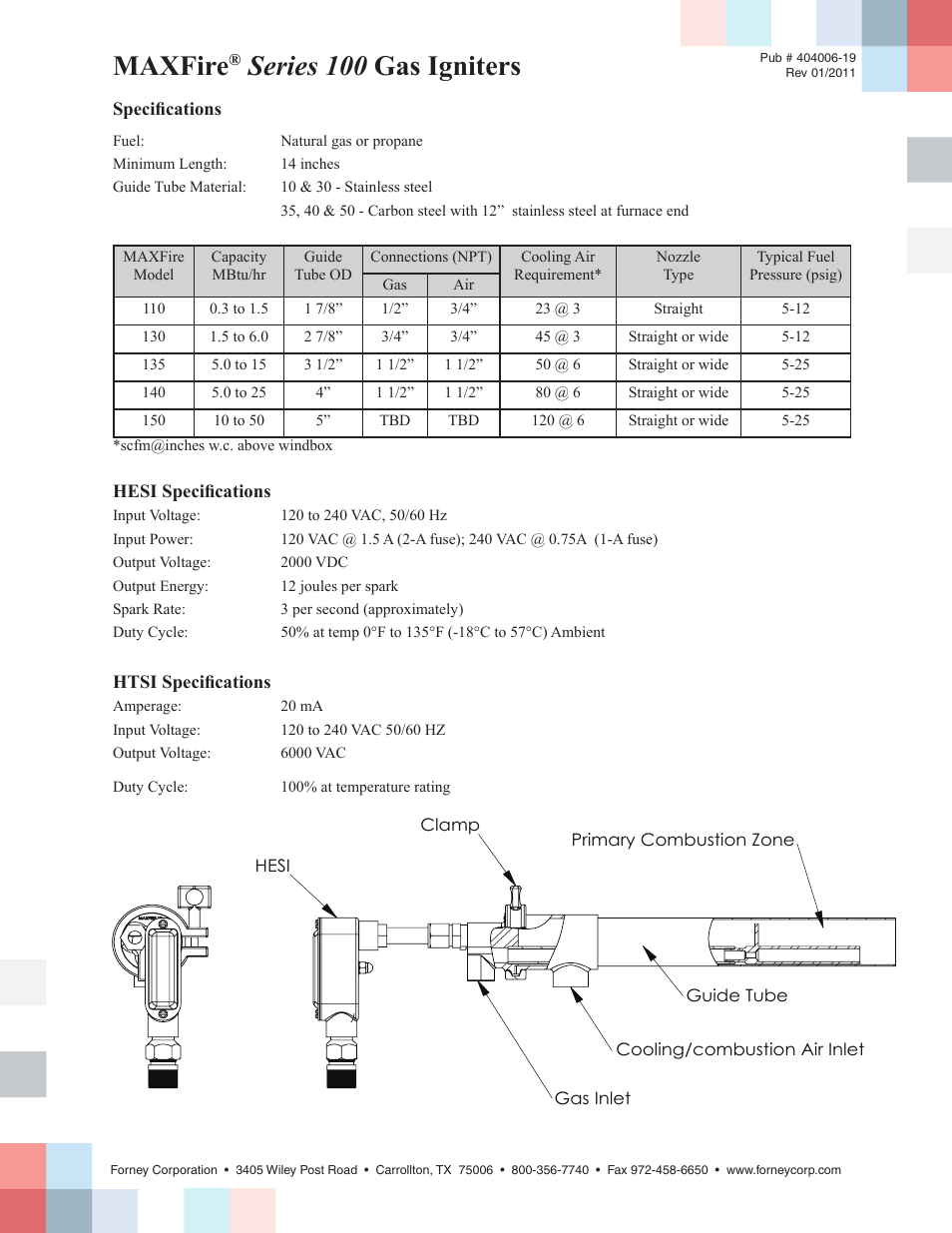 Maxfire, Series 100 gas igniters | Forney MAXFire 100 User Manual | Page 2 / 2