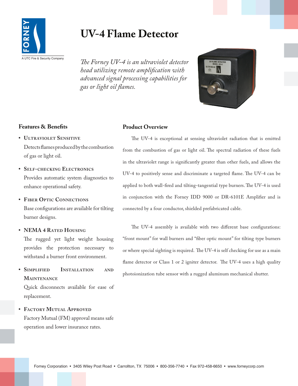 Forney UV-4 Detector User Manual | 2 pages