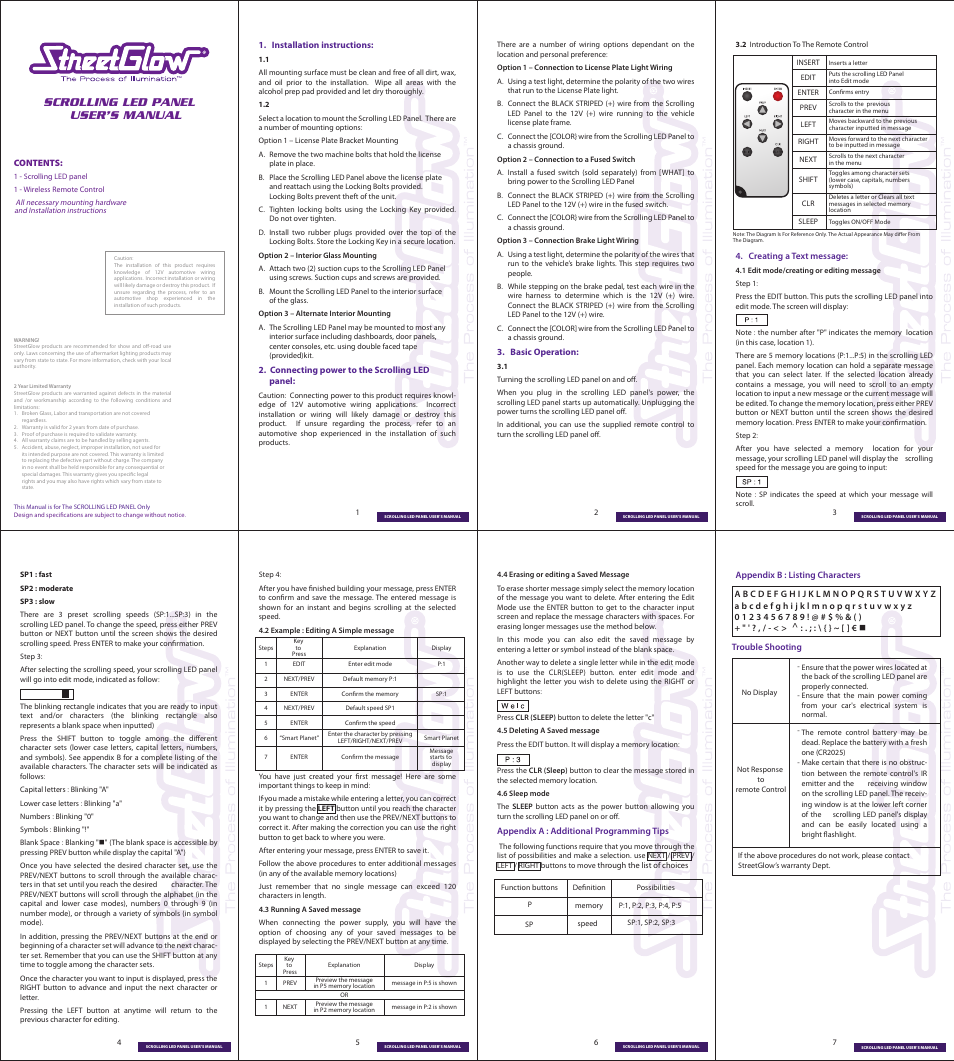 StreetGlow Scrolling LED Panel User Manual | 1 page