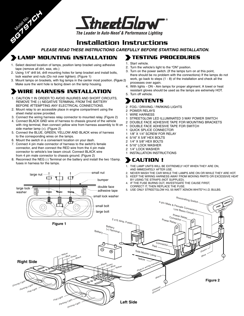 StreetGlow Xenon Driving Lights - SG-797 User Manual | 1 page